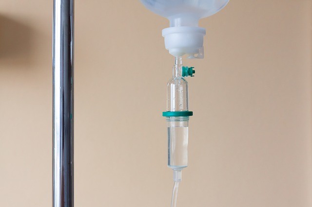 IV drip hanging from a pole