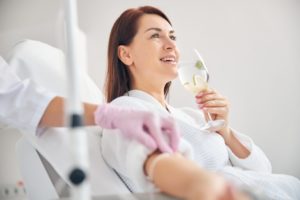 A happy patient receiving an infusion treatment
