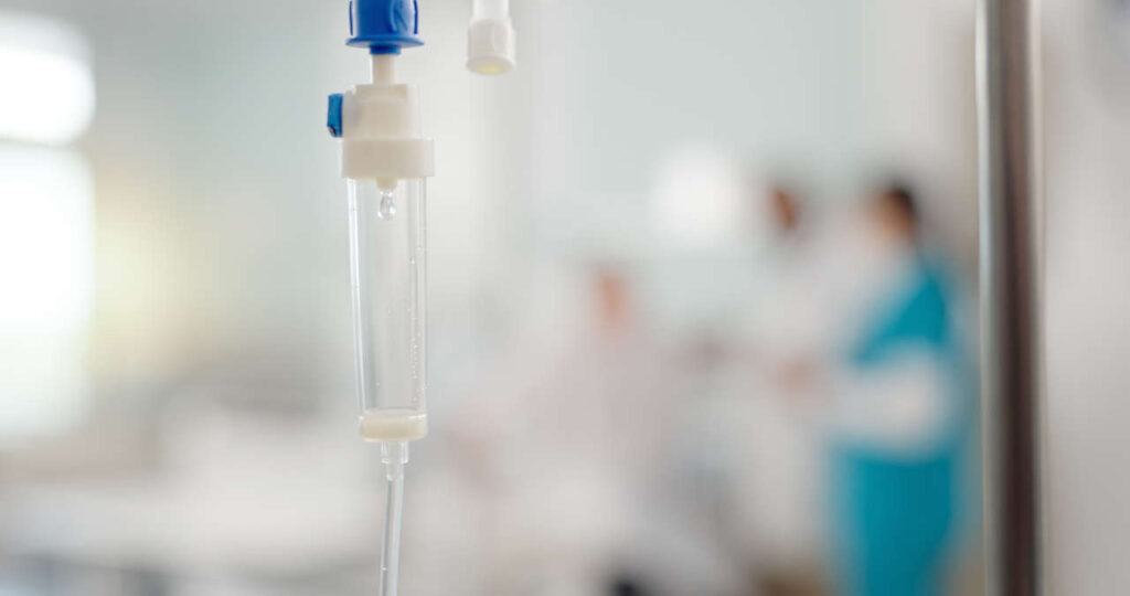 Close-up of an IV drip