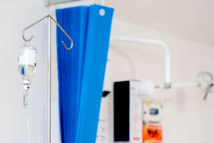 View of the IVIG bottle during an infusion