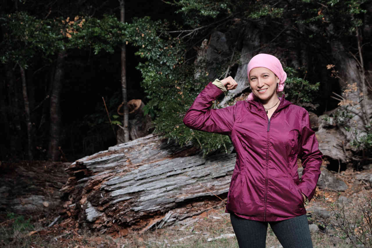Woman with cancer enjoying nature