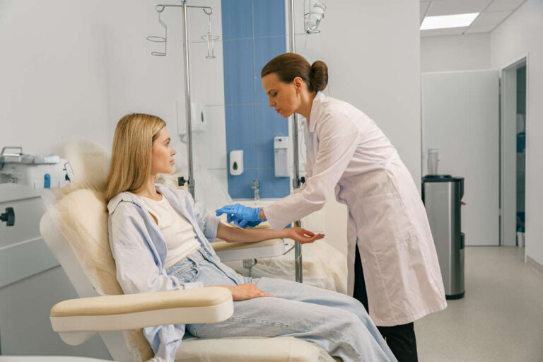 Patient receiving IVIG treatment at hospital