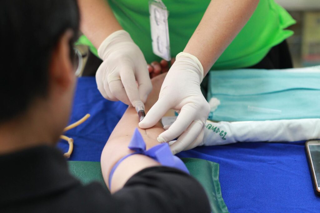 A person getting their blood drawn
