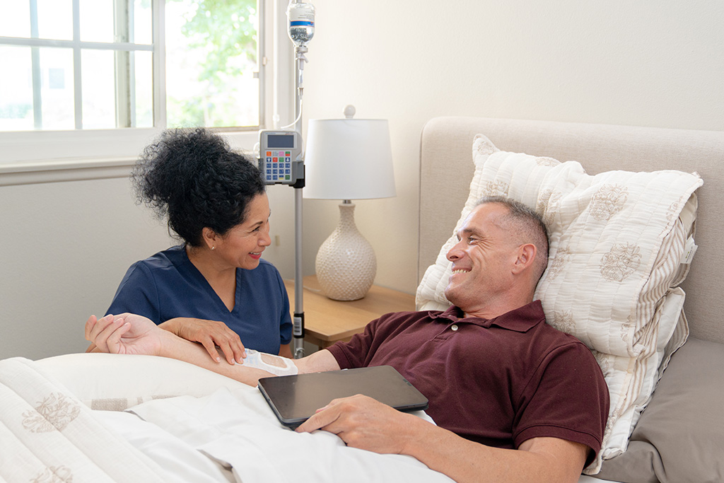 patient-IVIG A patient receiving IVIG treatment at home