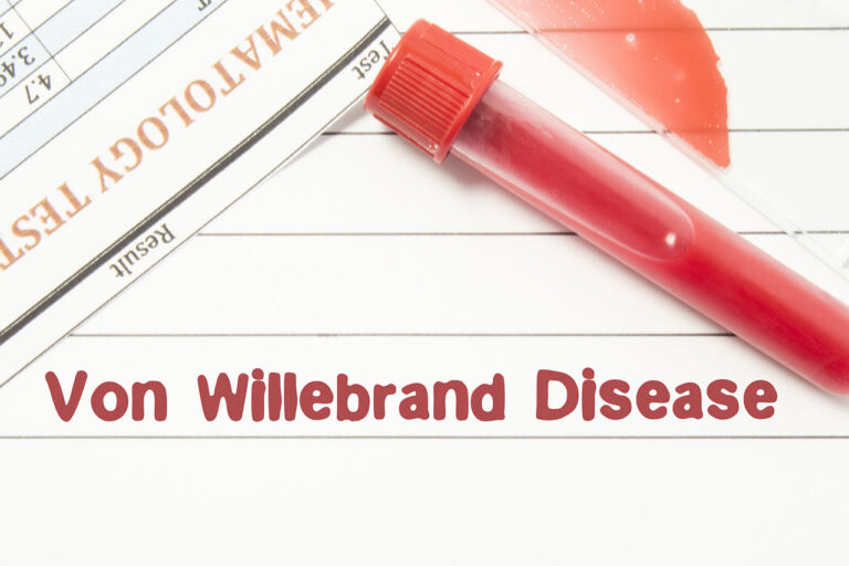 Notepad with text that reads Von Willebrand Disease