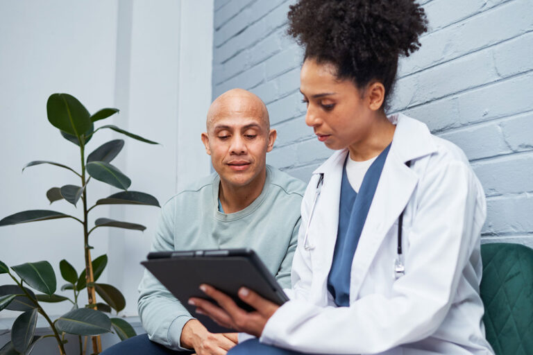 Doctor consulting with patient aboout ifosfamide.