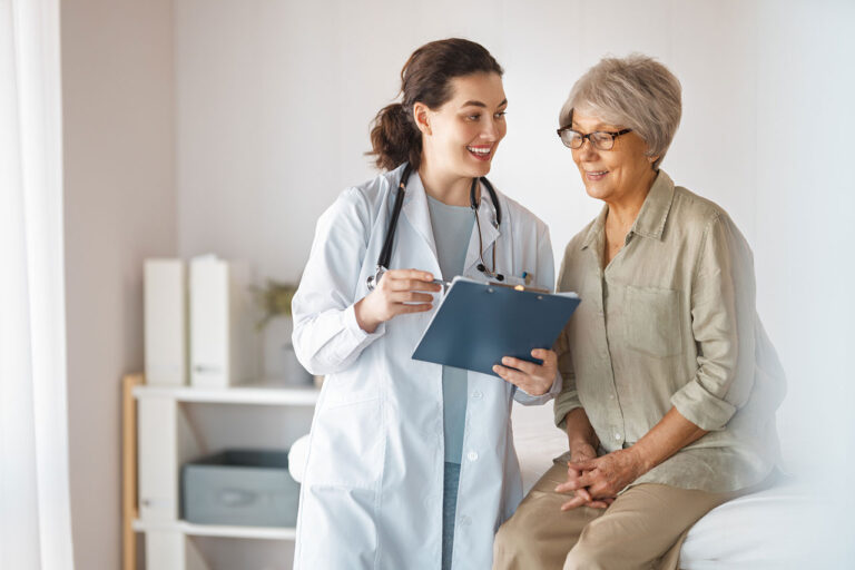 Doctor consulting with patient about the drug, Ninlaro