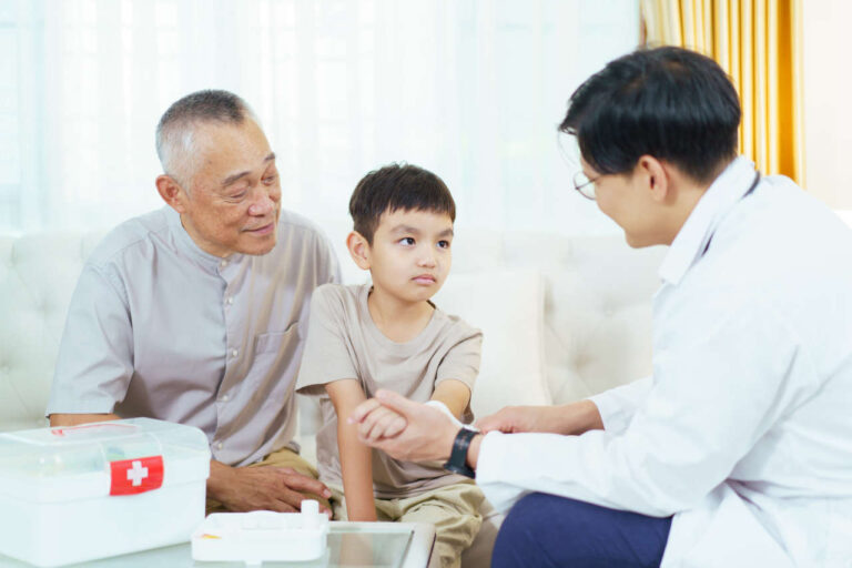 A boy and his parent consulting with doctor about Alprolix