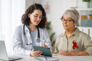 Doctor consulting with patient about the medication, Lumakras