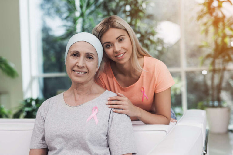 Daughter with mom who takes Mvasi for cancer