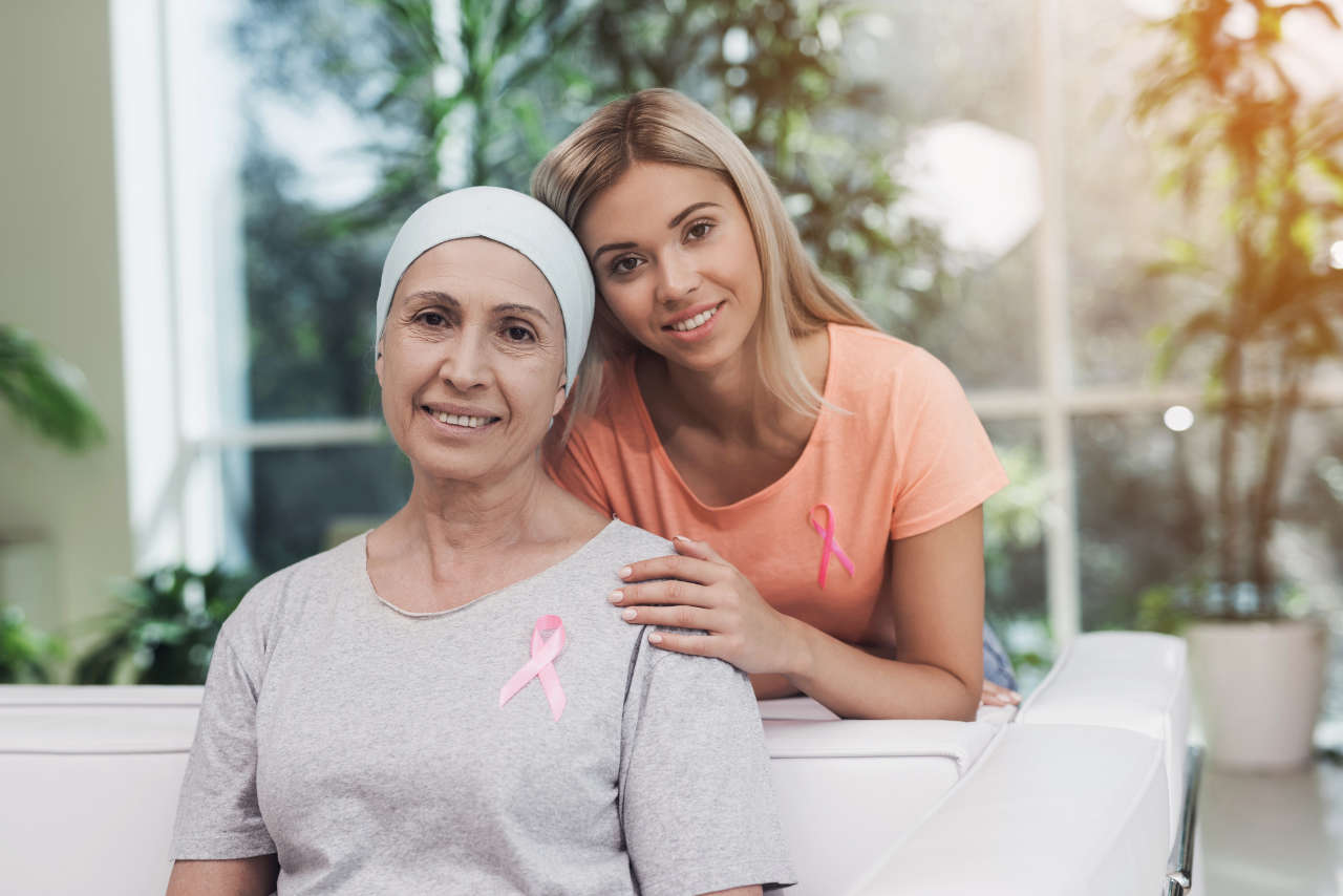 Daughter with mom who takes Mvasi for cancer